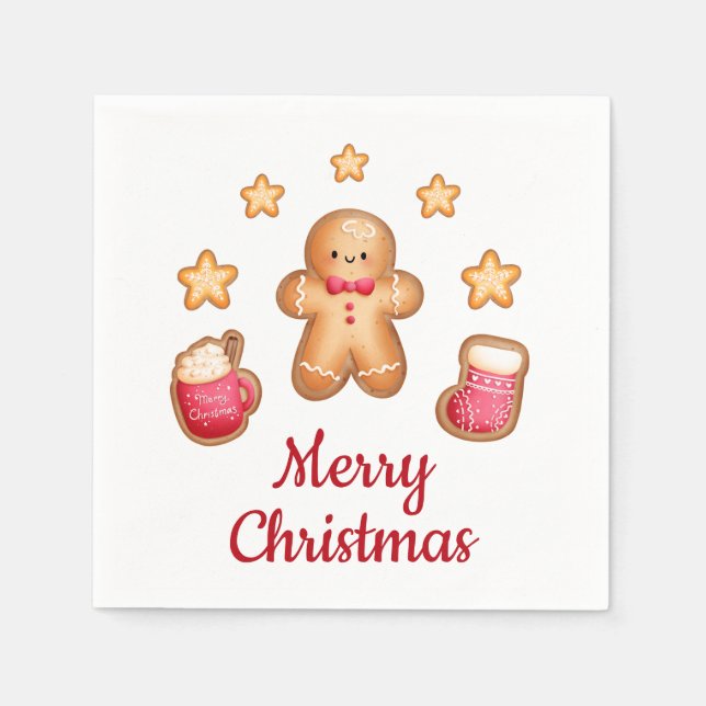 Serviette En Papier Petit pain d'épices homme Joyeux Noël (Devant)