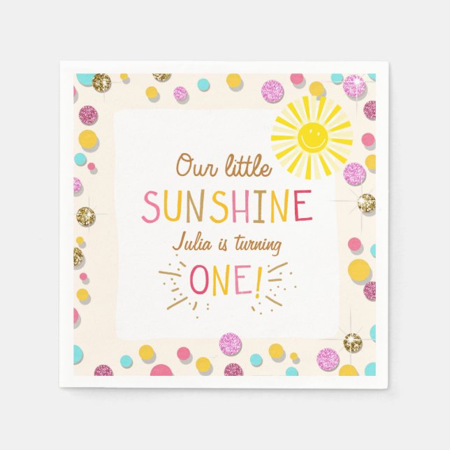 Serviette En Papier Petit papier brillant Napkin rose or Lemonade (Devant)