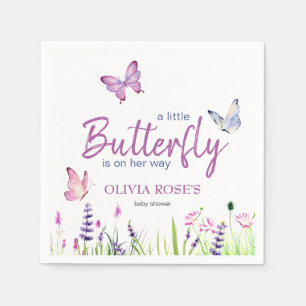 Serviette En Papier Petit Papillon rose violet Baby shower fille