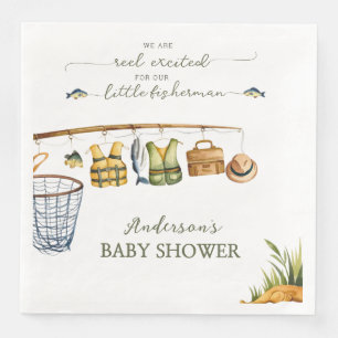 Serviette En Papier Petit pêcheur surexcité à la Baby Shower 