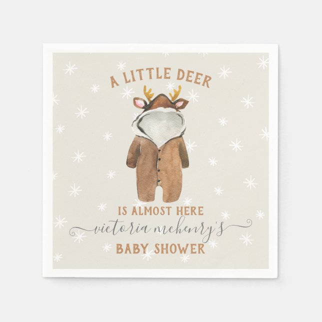 Serviette En Papier Petit Reindeer Baby shower d'hiver de Noël (Devant)