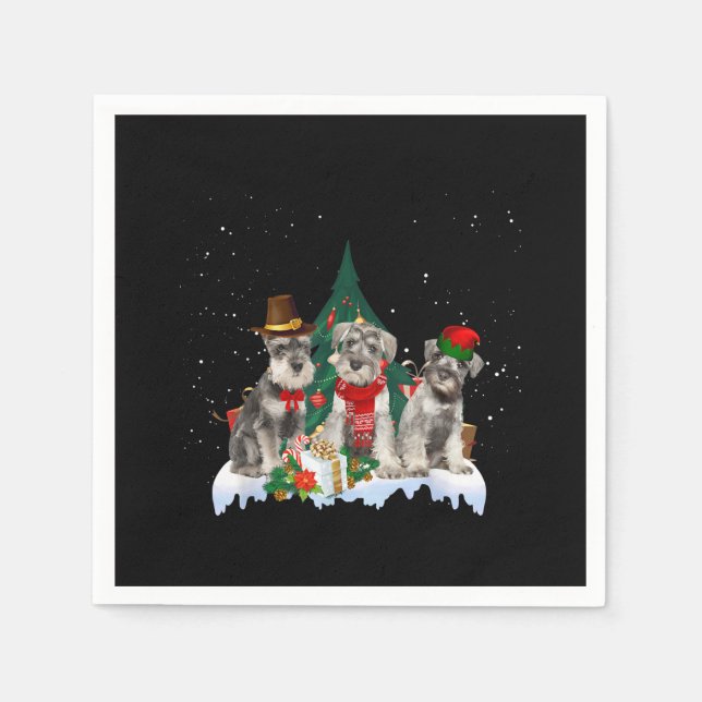 Serviette En Papier Petit Schnauzer de Noël chien (Devant)