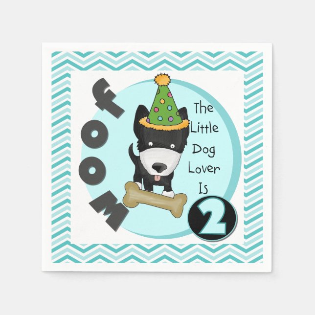 Serviette En Papier Petite Amoureux des chiens 2e Anniversaire Papier  (Devant)