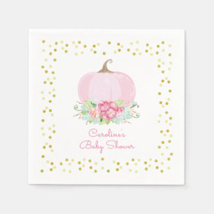 Serviette En Papier Petite Baby shower Citrouille Aquarelle rose Or