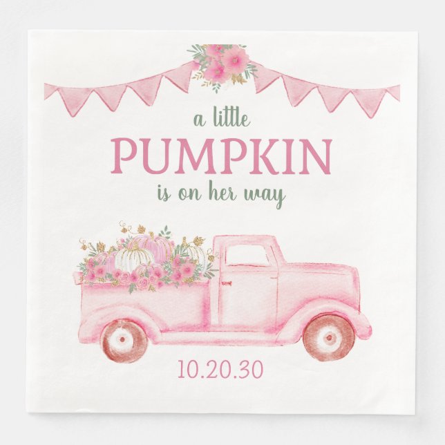 Serviette En Papier Petite Citrouille Baby shower fille serviettes (Devant)