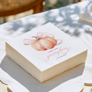 Serviette En Papier Petite citrouille en route Ruban rose Baby Shower