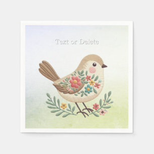 Serviette En Papier Petite corbeille Florale Or