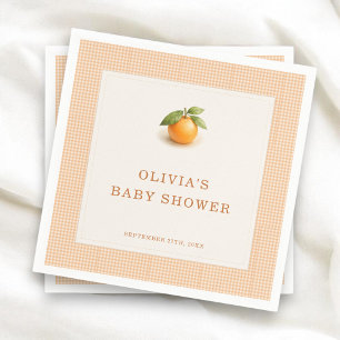 Serviette En Papier Petite Douce Fête de Bébé à Carreaux Orange