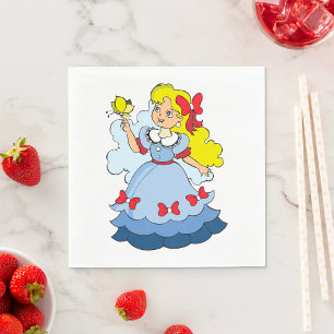 Serviette En Papier Petite Fille Avec Un Papillon