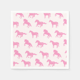 Serviette En Papier Petite fille Cheval Amant Parties scintillant rose