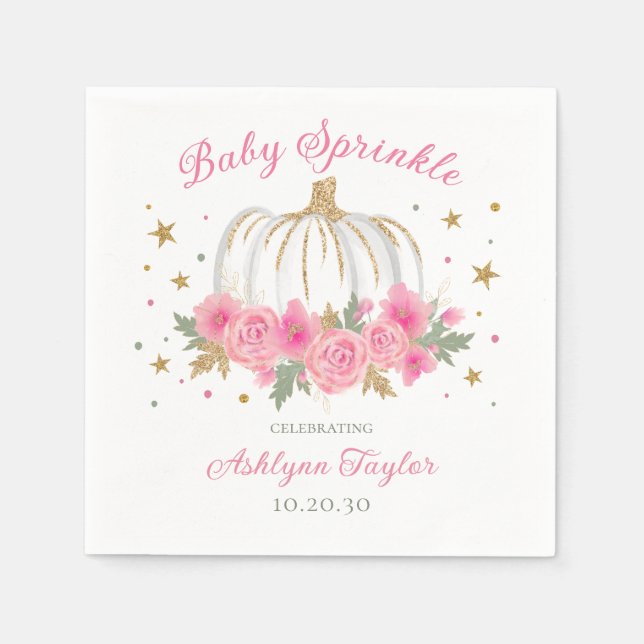 Serviette En Papier Petite fille Citrouille Bébé saupoudrer (Devant)