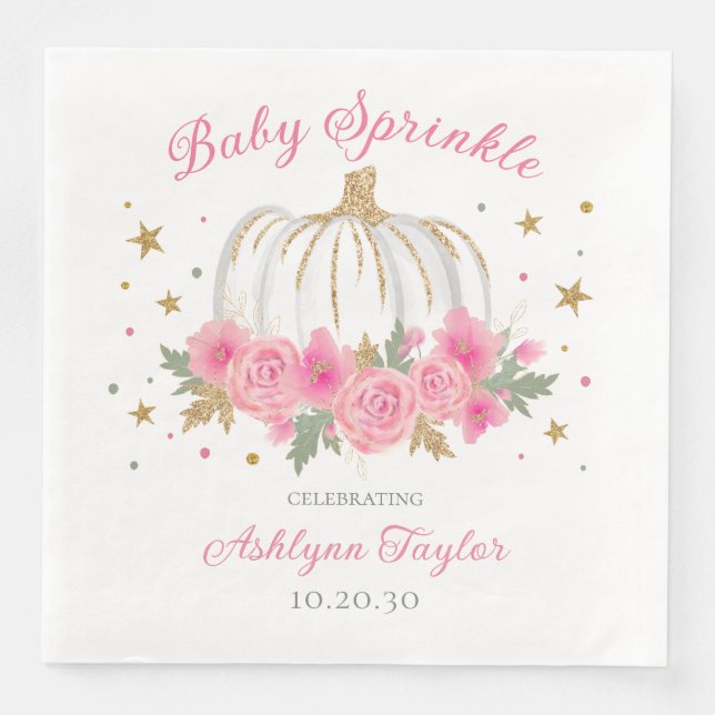 Serviette En Papier Petite fille Citrouille Bébé saupoudrer (Devant)