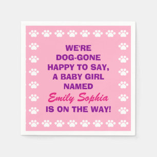 Serviette En Papier Petite fille personnalisée - Chien Baby shower à t