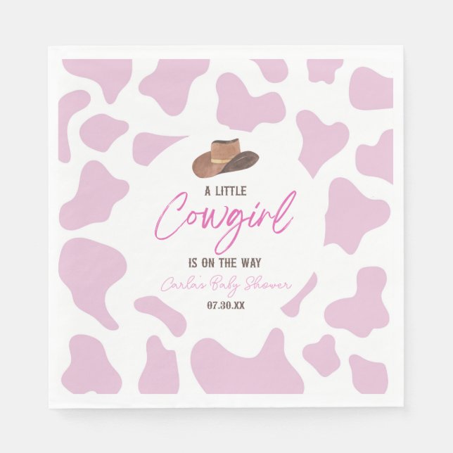 Serviette En Papier Petite fille vaches Rodéo Rodéo Baby shower occide (Devant)