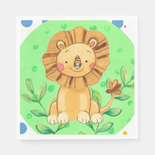 Serviette En Papier Petite Jungle Lion Thème Napkins