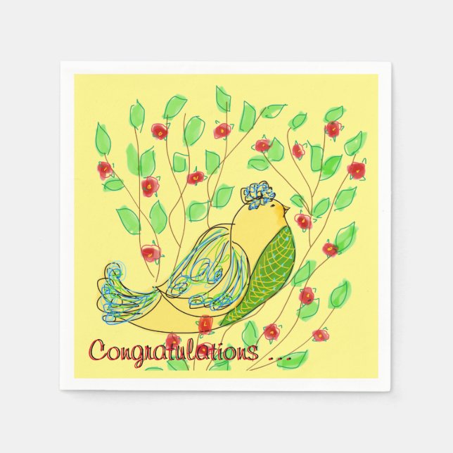 Serviette En Papier Petite Oiseau Félicitations serviettes (Devant)