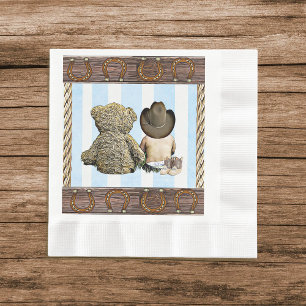 Serviette En Papier Petite partie de cowboy et d'ours de nounours