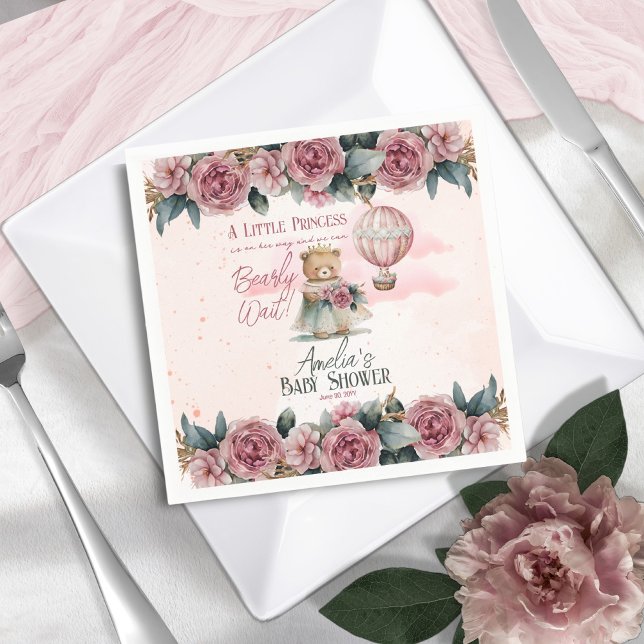 Serviette En Papier Petite princesse Ours Bearly Wait Girl Baby shower (Créateur téléchargé)