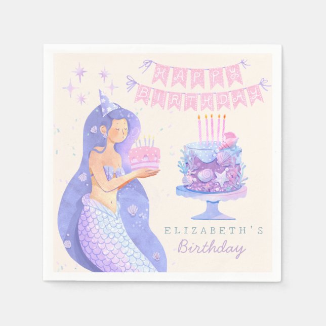 Serviette En Papier Petite sirène magique sous la mer Anniversaire (Devant)