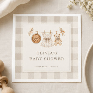Serviette En Papier Petite Tartelette Automne Gingham Baby Shower Fête