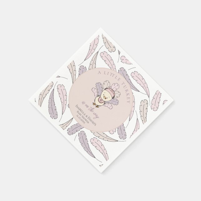 Serviette En Papier Petite Turquie blanche plumes Chute Baby shower fi (Coin)