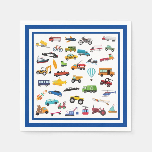 Serviette En Papier Petite voiture Motif véhicule enfant fête d'annive (Devant)