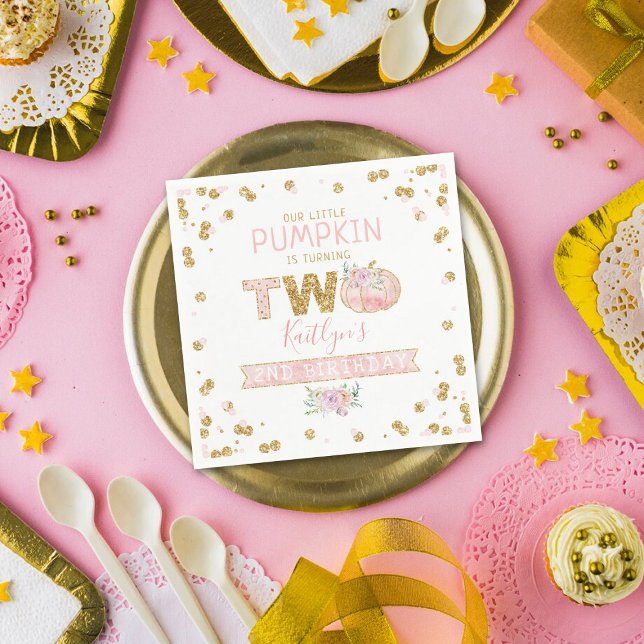 Serviette En Papier Petites filles Citrouilles 2e anniversaire (Créateur téléchargé)