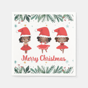 Serviette En Papier Petites filles Noël Père Noël Ballerinas