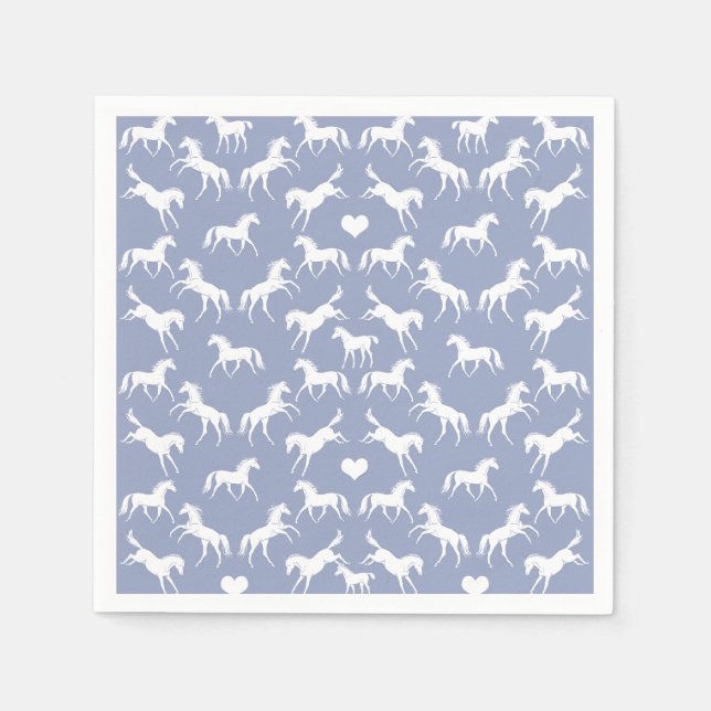 Serviette En Papier Petits Chevaux Bleus serviettes (Devant)