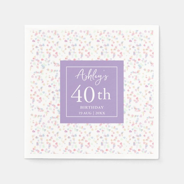 Serviette En Papier Petits flakes colorés 40e anniversaire serviettes (Devant)