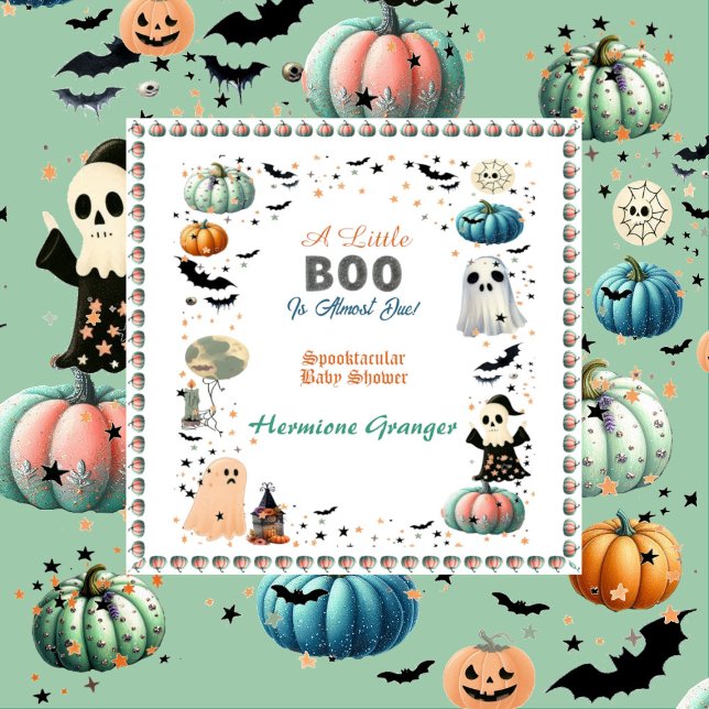 Serviette En Papier Peu de BOO est dû Citrouille  Éffrayant Baby showe (Little BOO Is Due Ghost Pumpkin Spooky Baby Shower Napkins)
