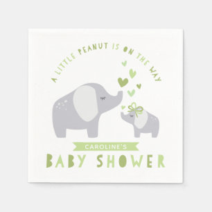 Serviette En Papier Peu de vert du baby shower   de l'éléphant  