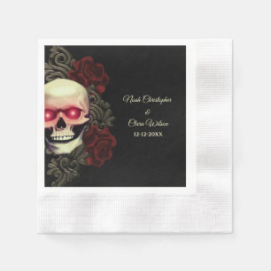 Serviette En Papier Peur floral foncé luxe gothique crâne floral hallo