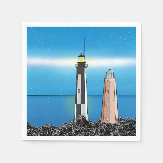 Serviette En Papier Phare de Cape Henry la nuit (Devant)