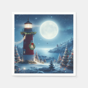Serviette En Papier Phare de Noël nautique