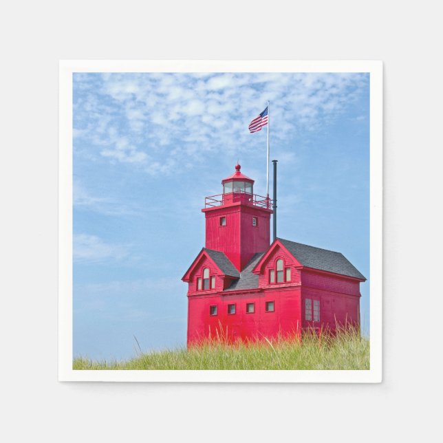 Serviette En Papier Phare rouge géant en Hollande, Michigan (Devant)