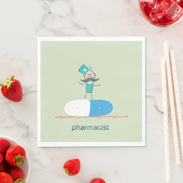 Serviette En Papier Pharmacien sur capsule de pilule bleue (Créateur téléchargé)