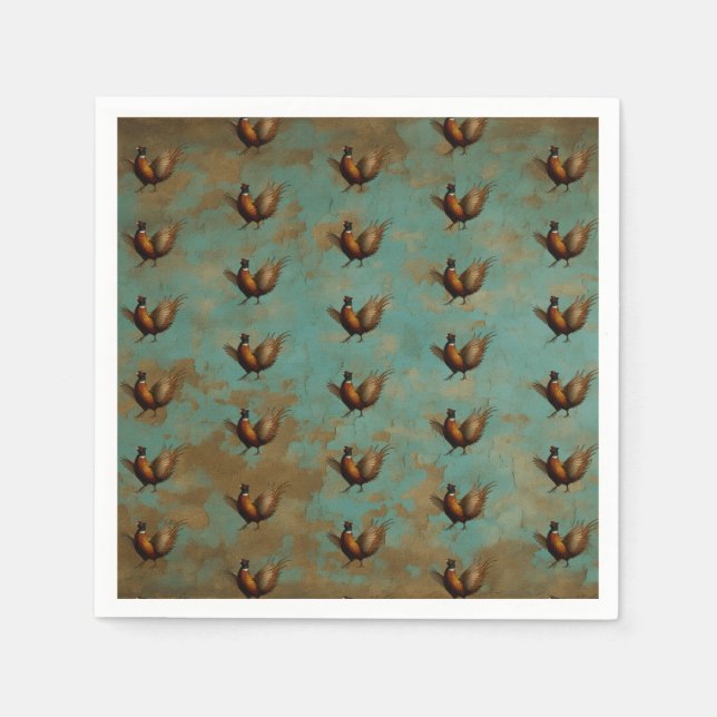 Serviette En Papier Pheasant strutting design paper party napkins (Devant)