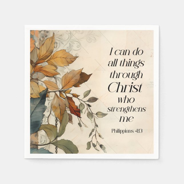 Serviette En Papier Philippiens 4:13 Toutes les choses par la Bible du (Devant)