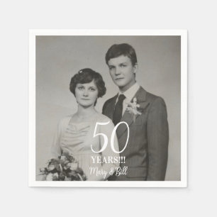 Serviette En Papier photo anniversaire de mariage personnalisée modern