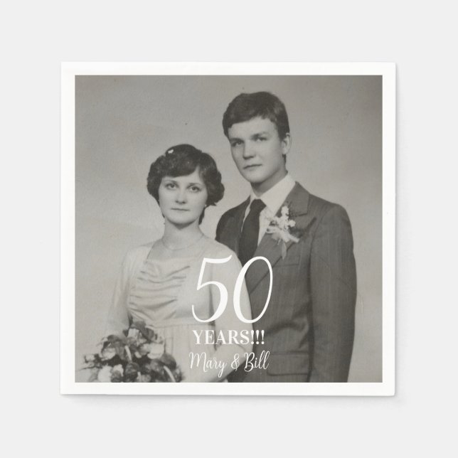 Serviette En Papier photo anniversaire de mariage personnalisée modern (Devant)