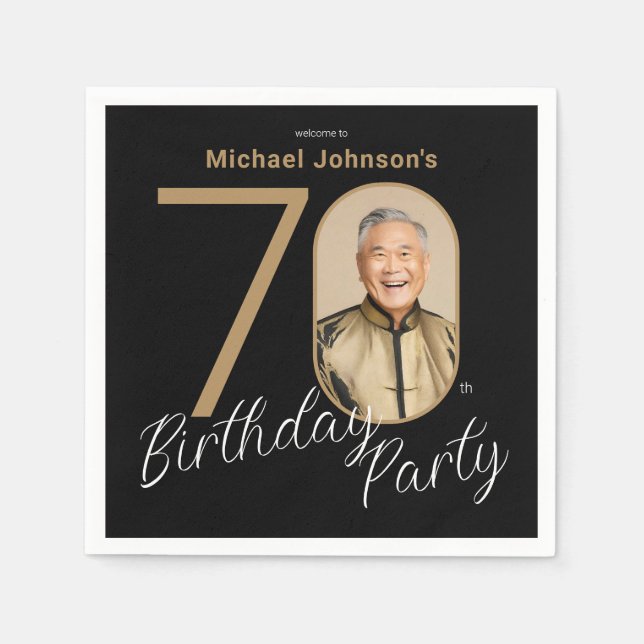 Serviette En Papier Photo Black Gold 70e anniversaire (Devant)