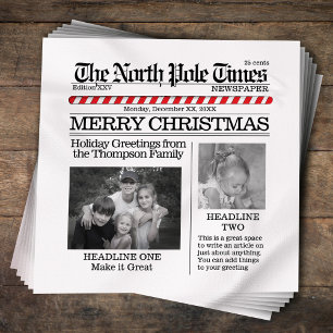Serviette En Papier Photo Collage Père Noël Newspaper Christmas Funny