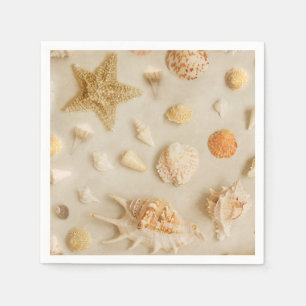 Serviette En Papier Photo côtière d'étoiles de mer et de plage de
