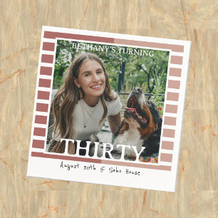Serviette En Papier Photo d'anniversaire 30 ans minimaliste moderne ra