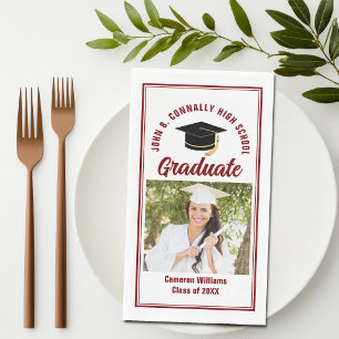 Serviette En Papier Photo de diplômé bordeaux Fête de fin d'études per