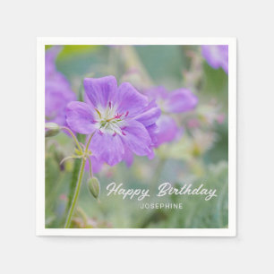 Serviette En Papier Photo de fleur sauvage de géranium pourpre Joyeux