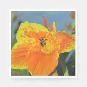Serviette En Papier Photo de fleurs avec Bee Canna Lily Garden Party