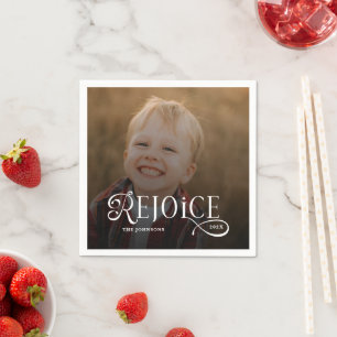 Serviette En Papier Photo de Joyeux Noël religieux chrétien Réjouissez
