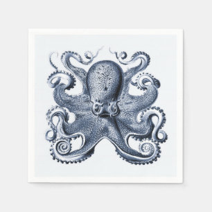 Serviette En Papier Photo de la marine Blue Octopus par Ernst Haeckel